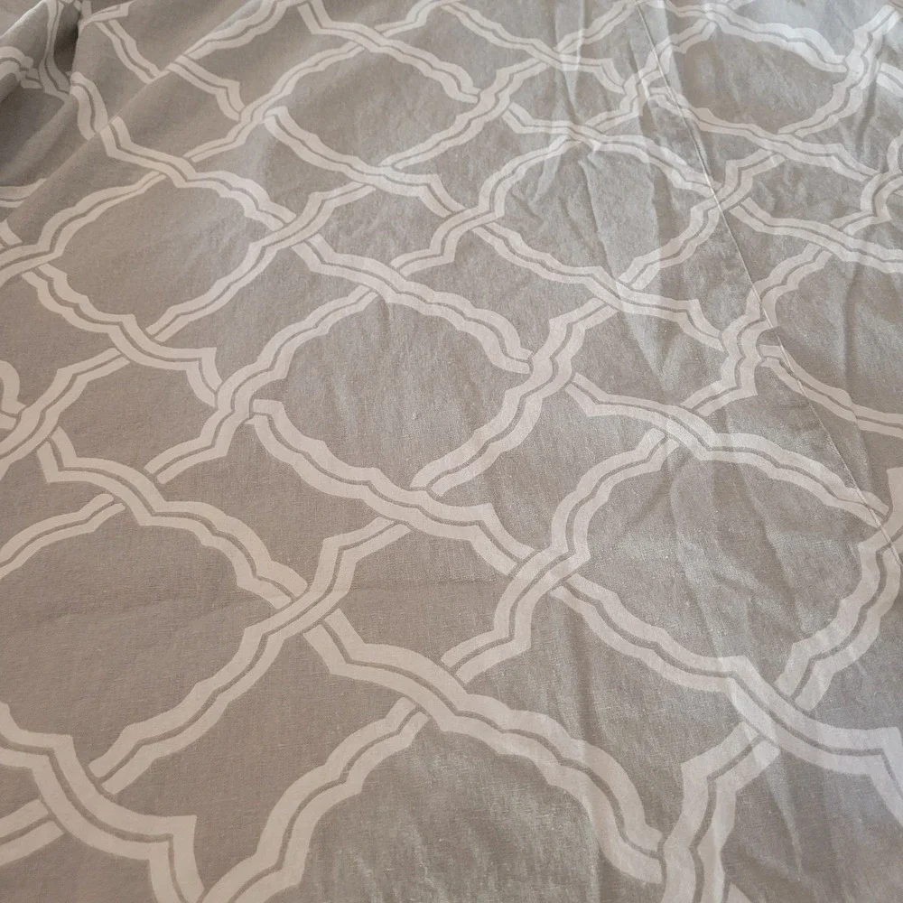 Potterybarn Full/Queen Duvet Linen Blend Cover Gray White Geometric Minimalist